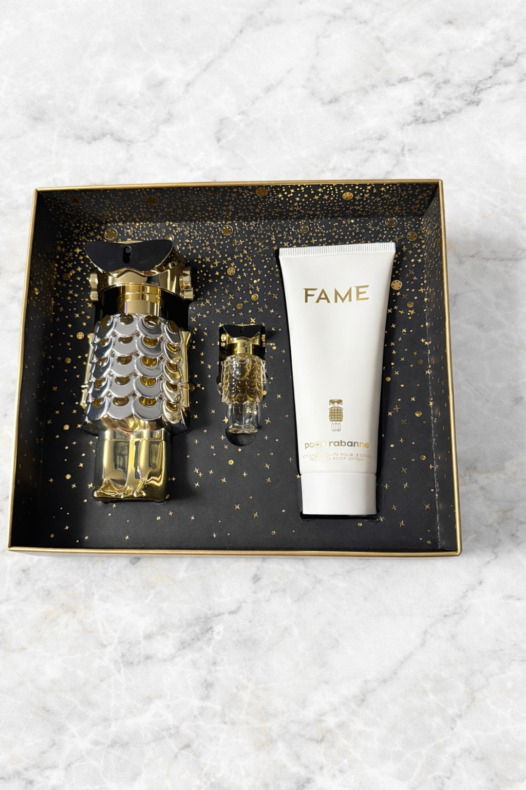 Fame Gift set EDP 2.7oz, Lotion 3.4 oz , EDP 0.34 oz by Paco Rabanne for woman